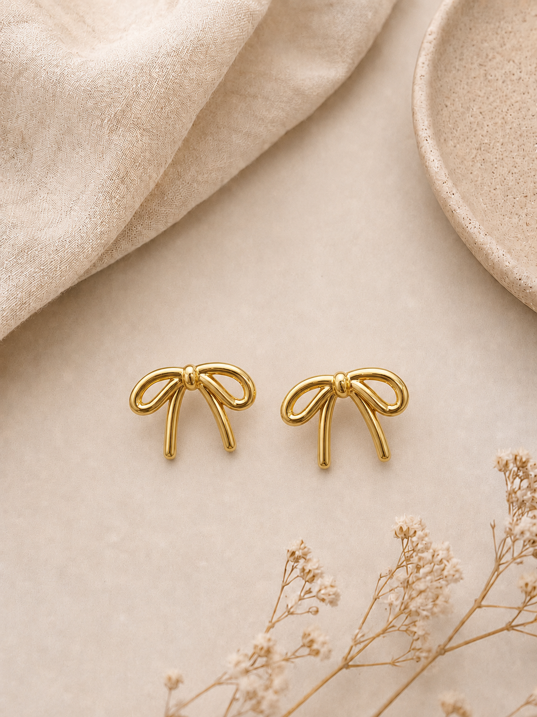 Gold Bow Studs