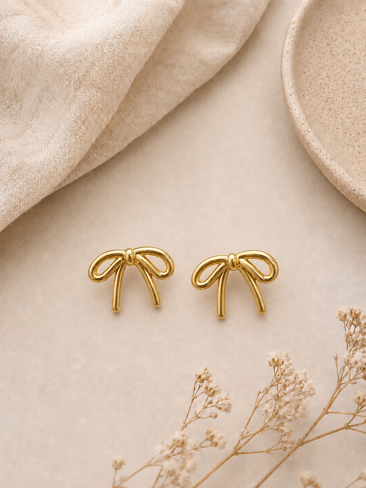 Gold Bow Studs