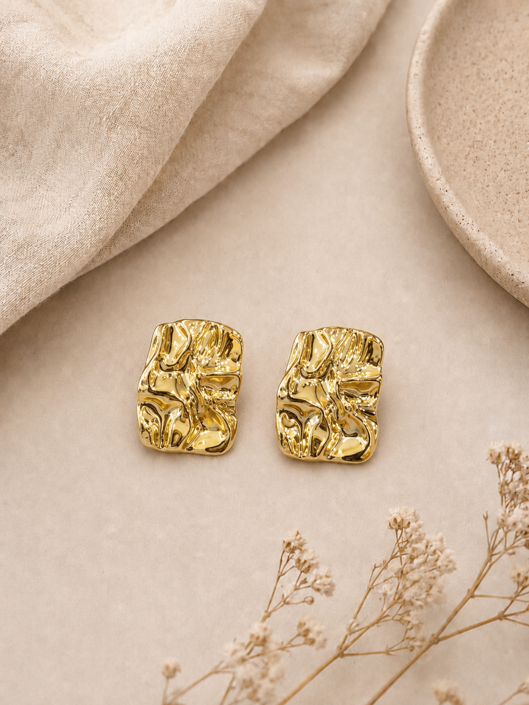 Textured Gold Studs