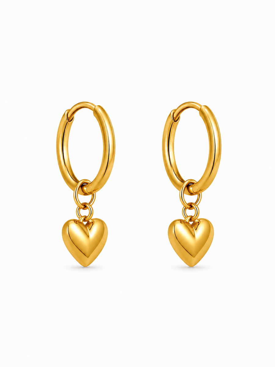 Dainty Heart Hoops