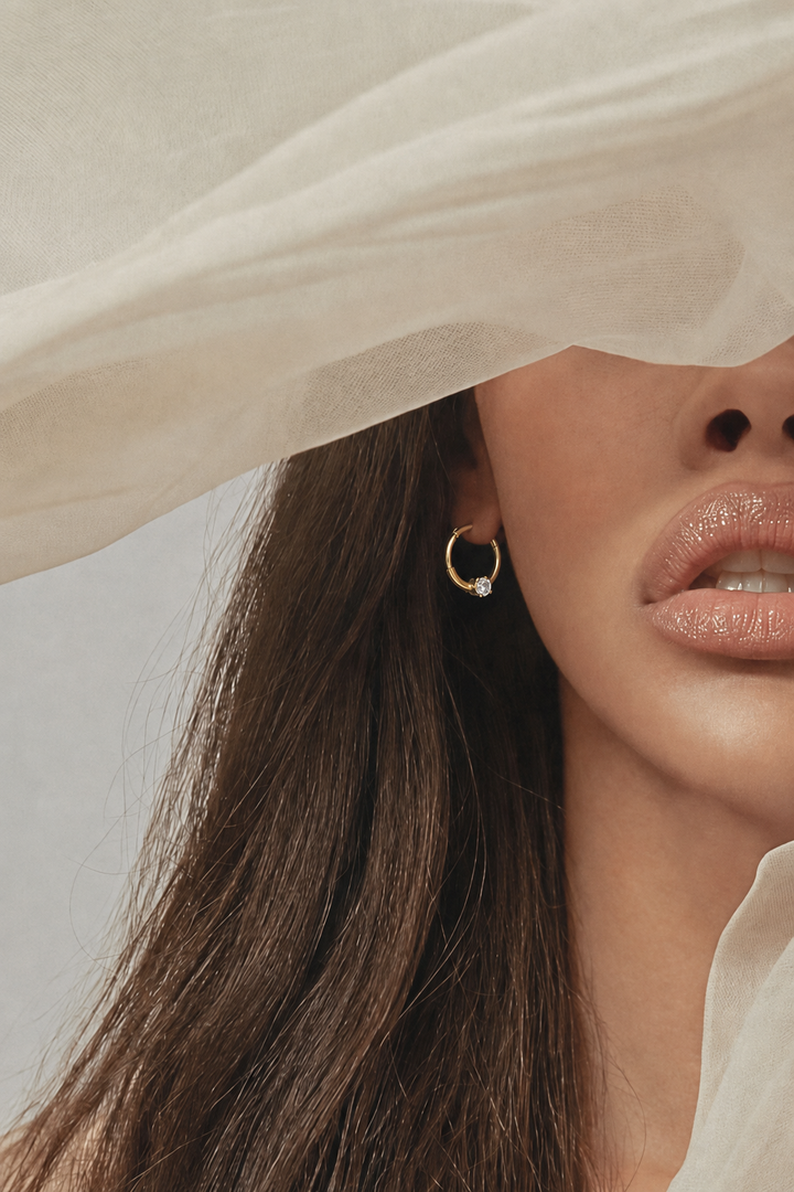 Athena Solitaire Hoop Earrings