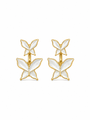 White butterfly drop earrings