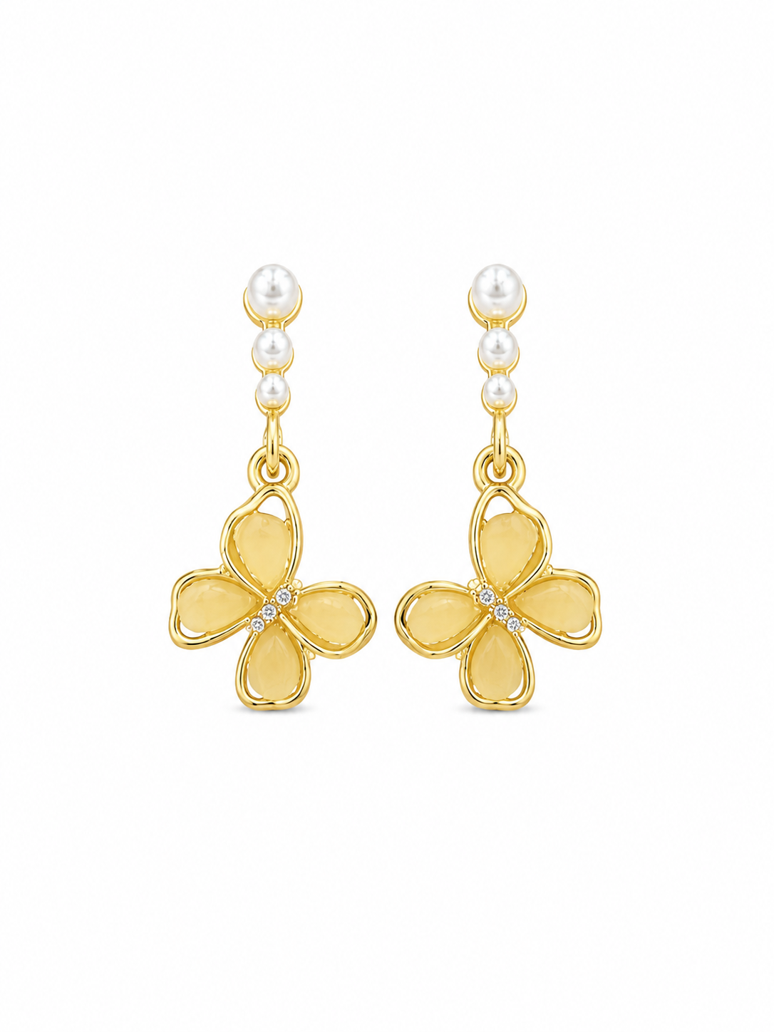 Pearl Butterfly Drop Earrings