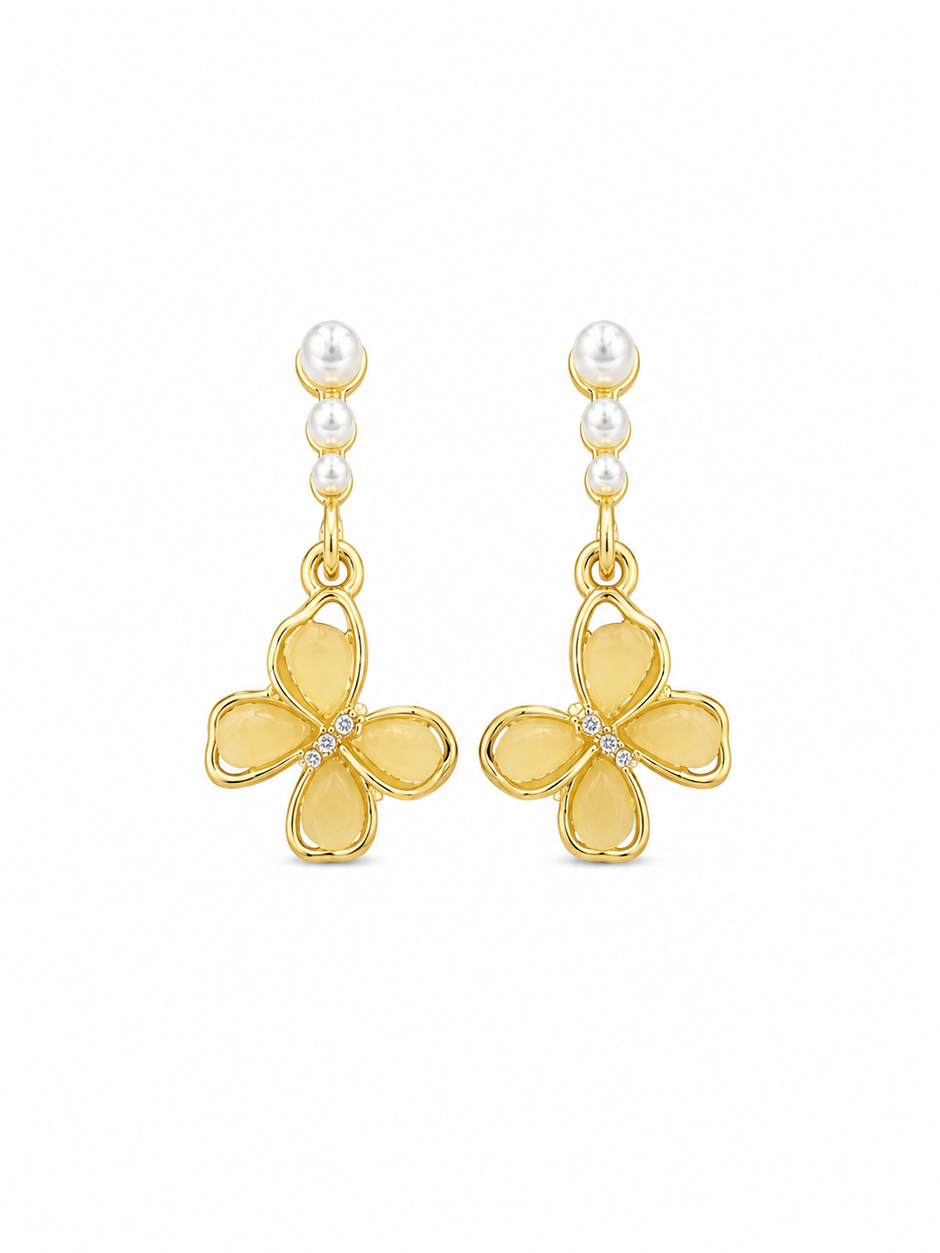 Pearl Butterfly Drop Earrings