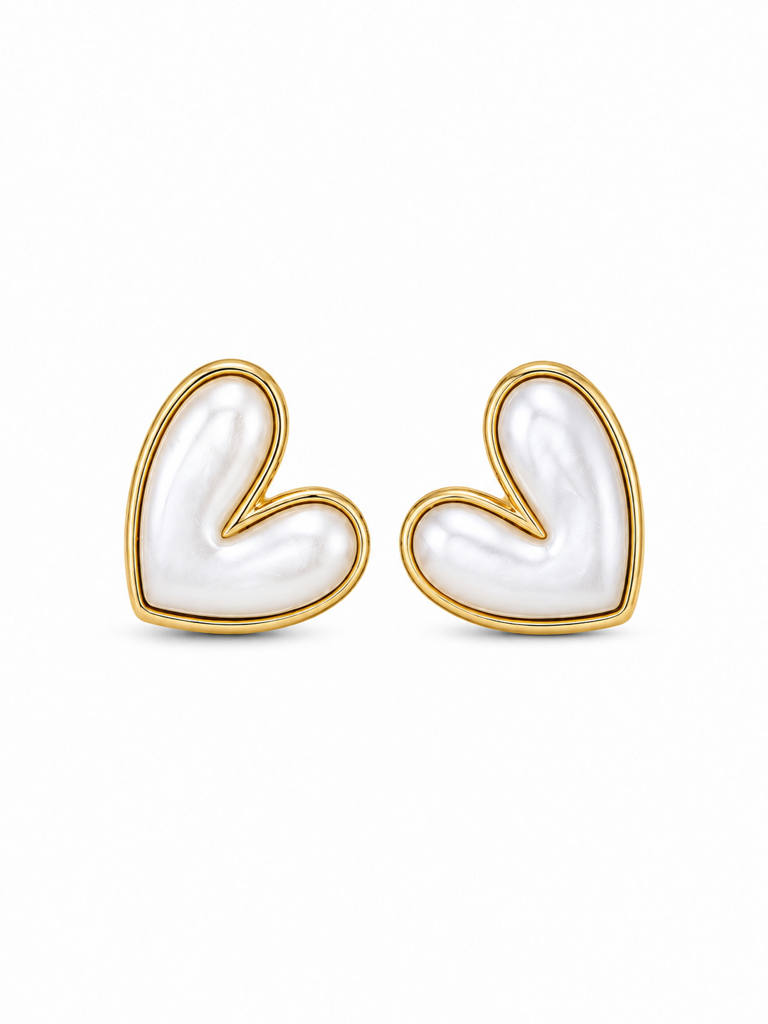 Pearl Heart Stud Earrings