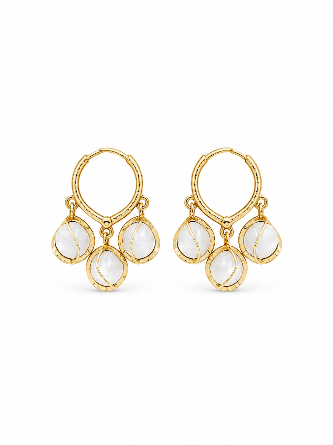 Moonstone Charm Hoops