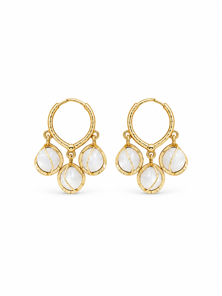 Moonstone Charm Hoops