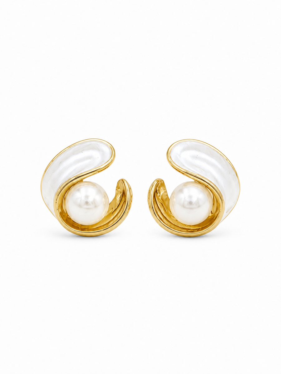 Pearl Swirl Stud Earrings