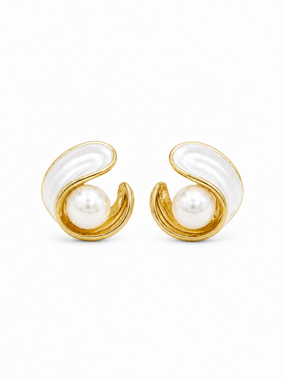 Pearl Swirl Stud Earrings
