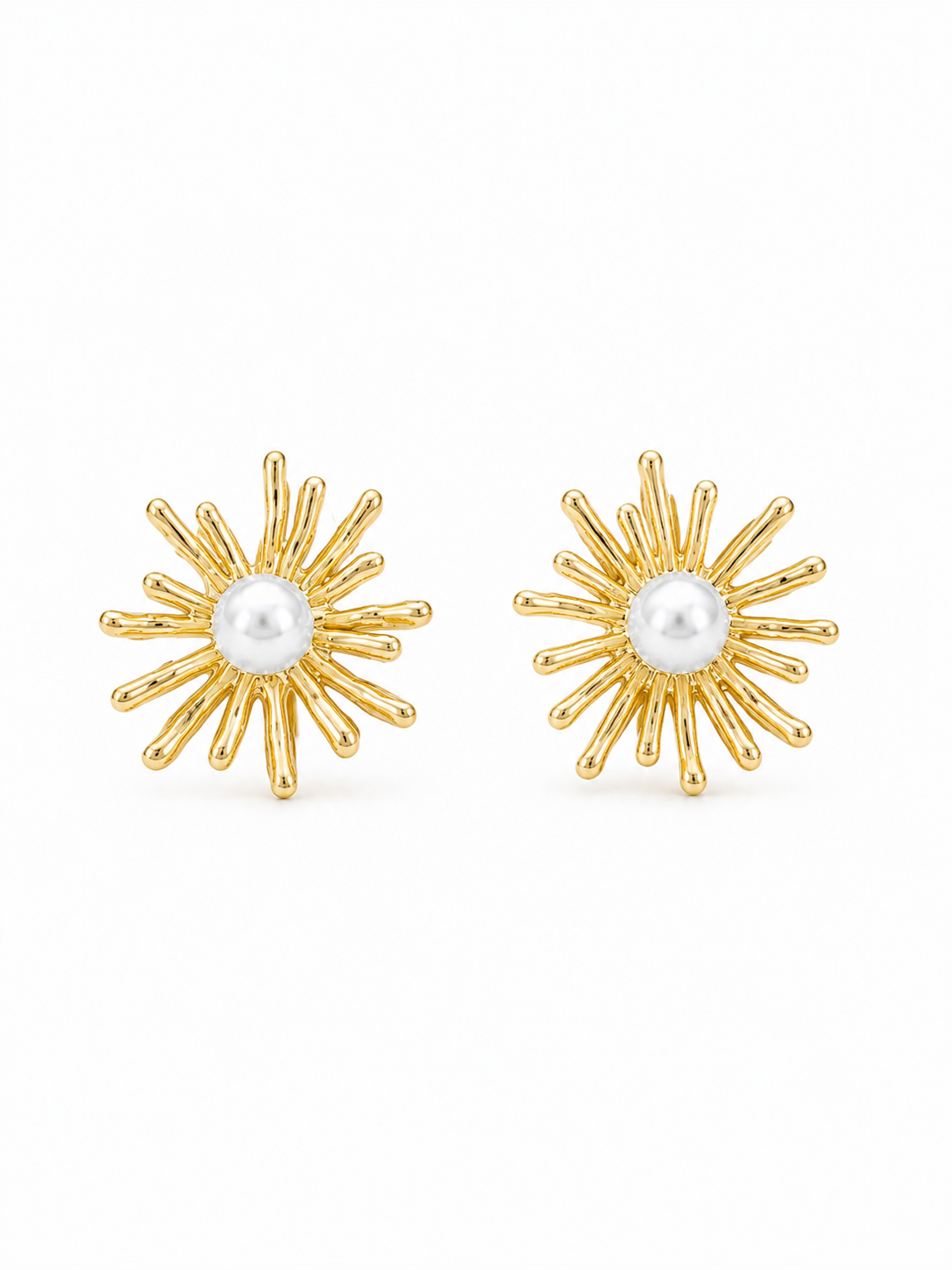 Pearl Sunburst Stud Earrings