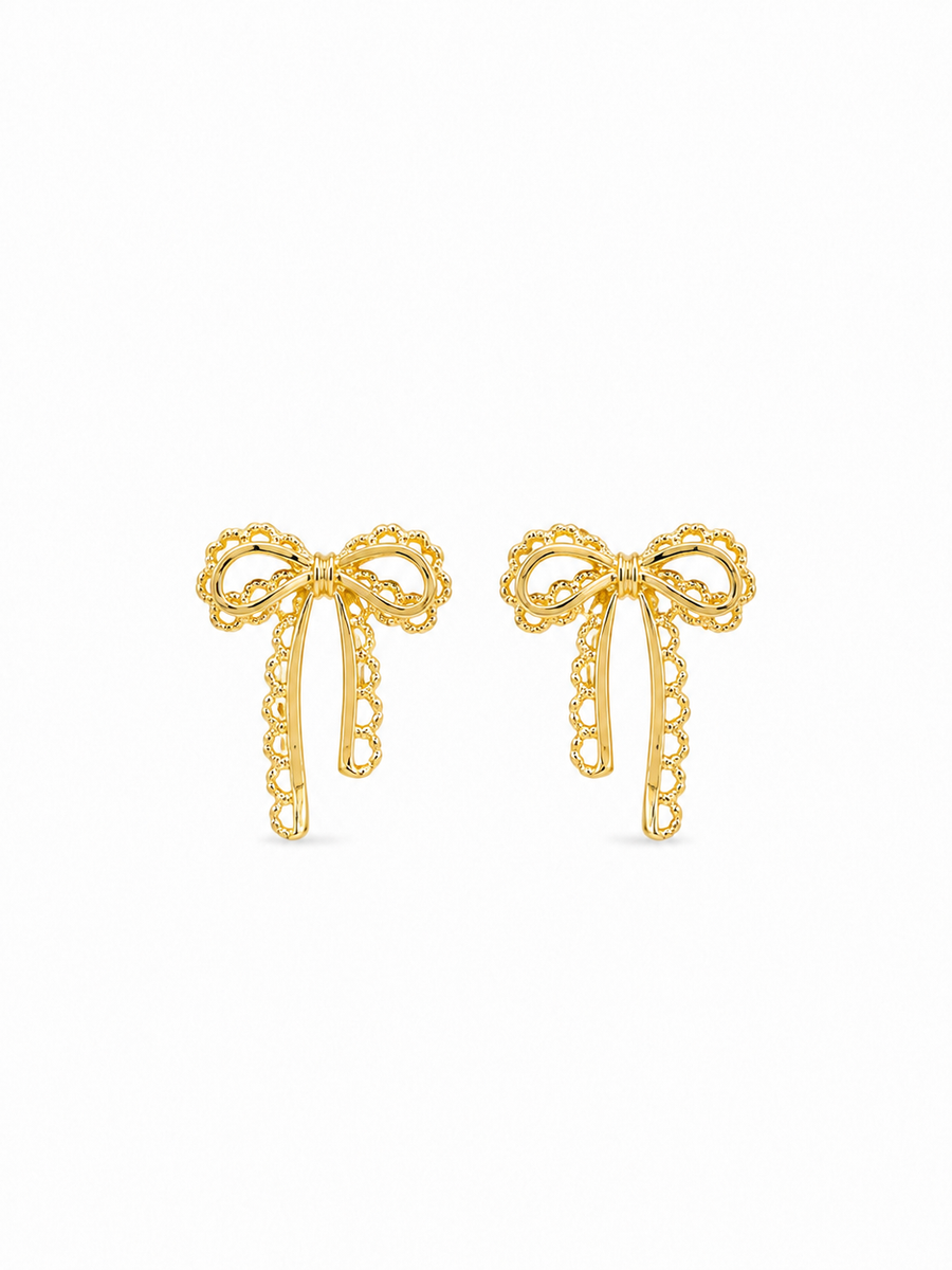 Vintage Gold Bow Stud Earrings