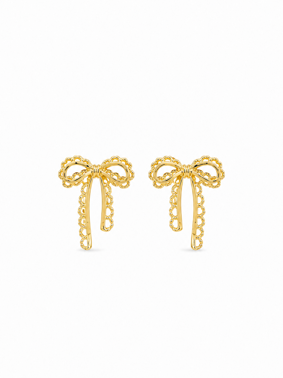 Vintage Gold Bow Stud Earrings