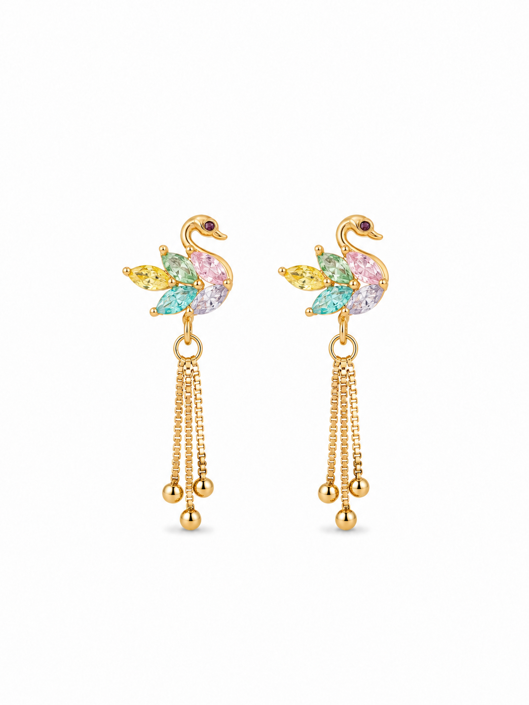 Pastel Swan Tassel Earrings