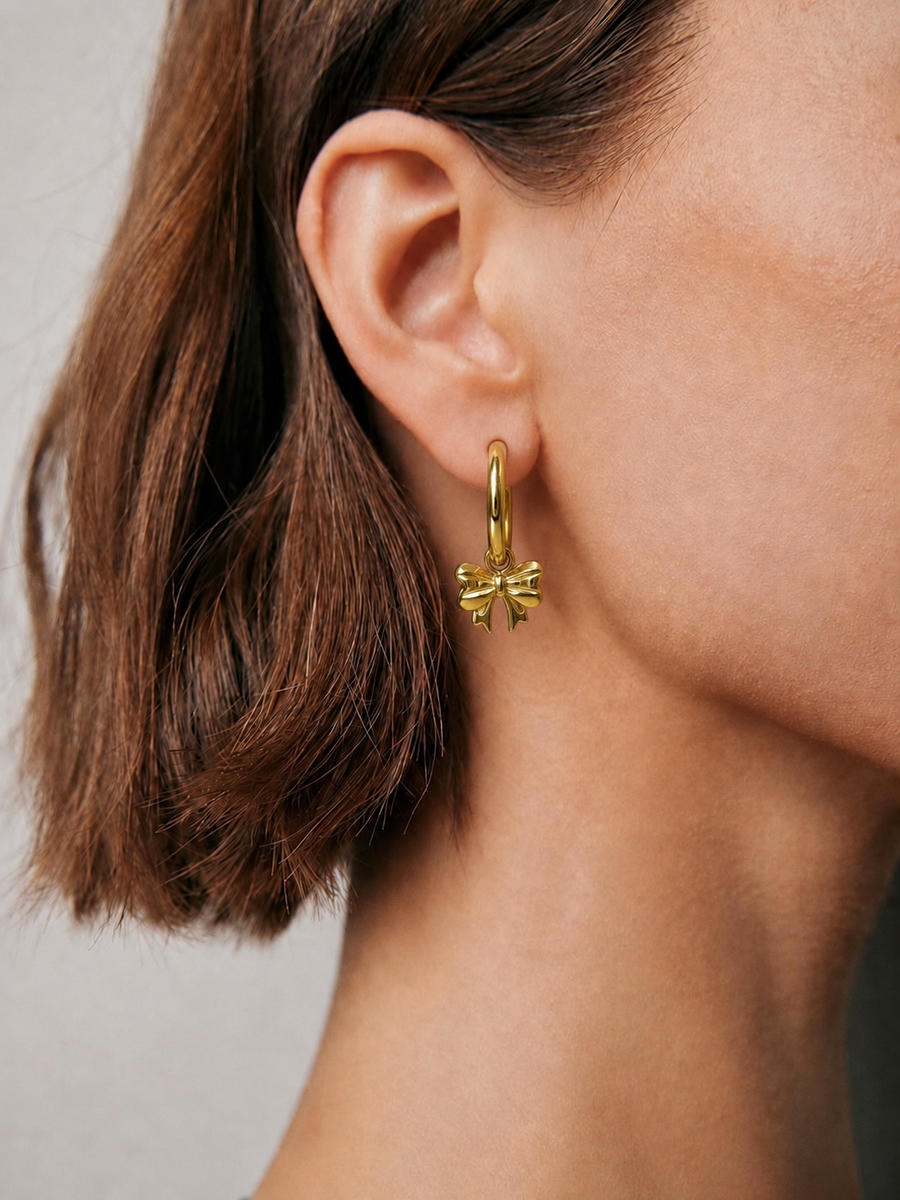 Bow Charm Hoops