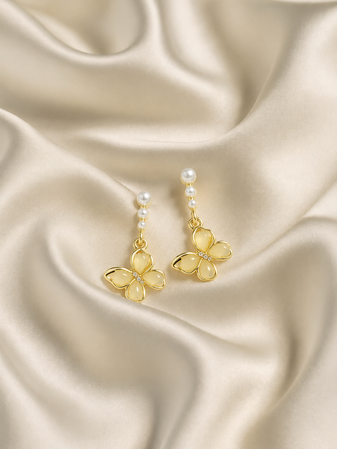 Pearl Butterfly Drop Earrings