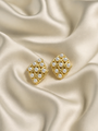 Vintage Pearl Grid Stud Earrings