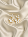 White butterfly drop earrings