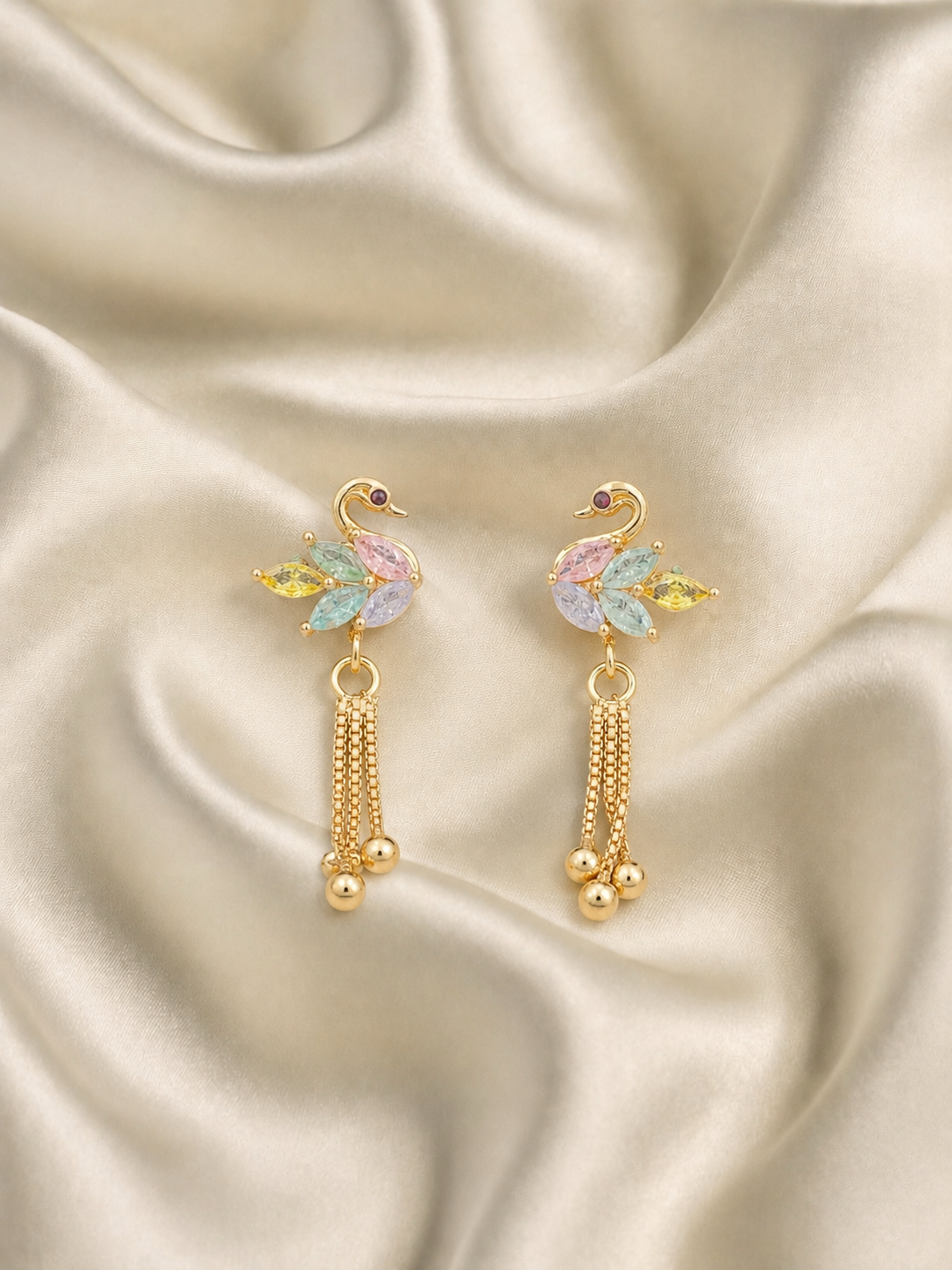 Pastel Swan Tassel Earrings