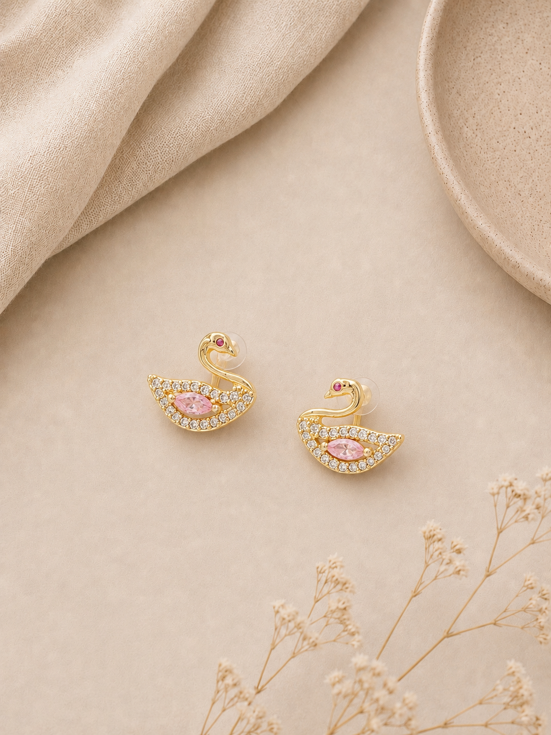 Crystal Swan Studs