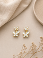 White butterfly drop earrings