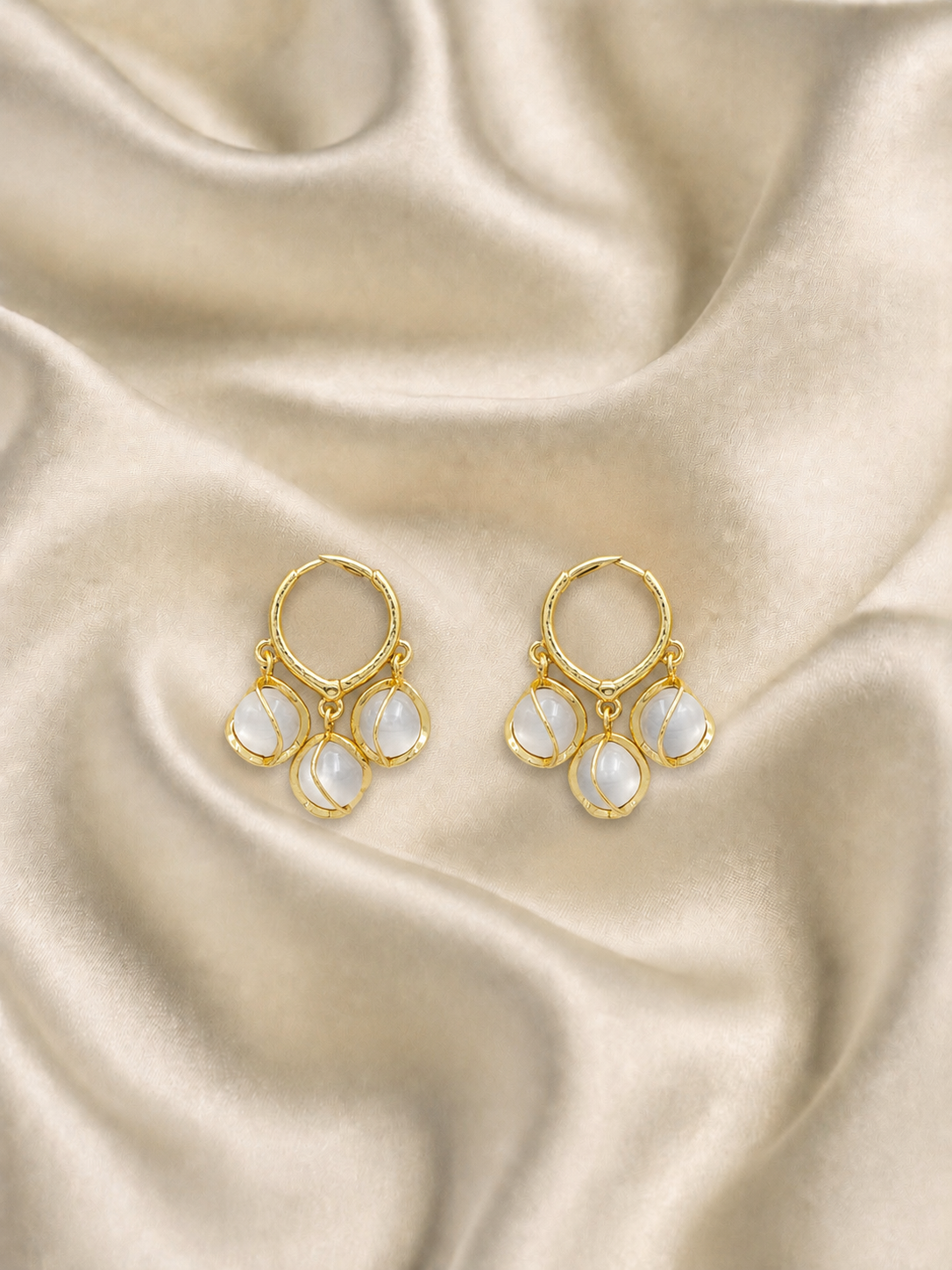 Moonstone Charm Hoops