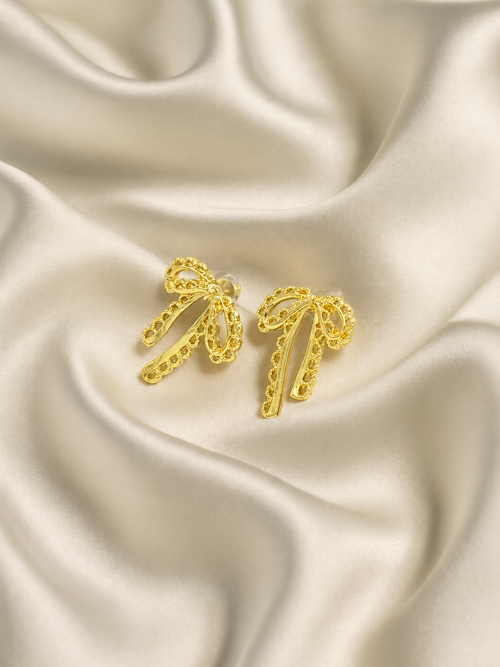 Vintage Gold Bow Stud Earrings