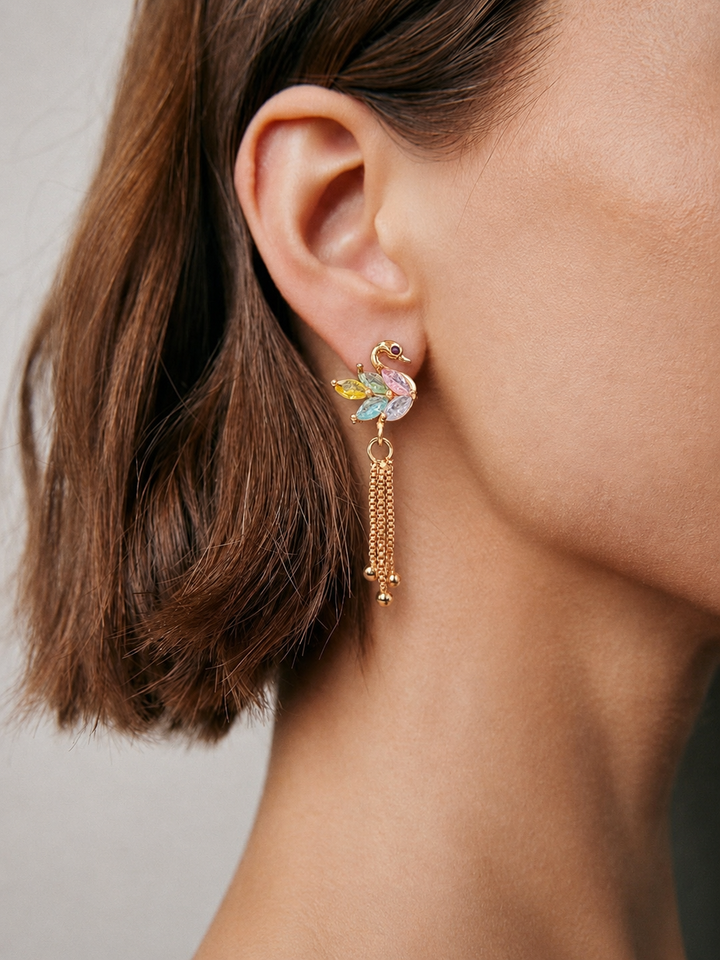 Pastel Swan Tassel Earrings