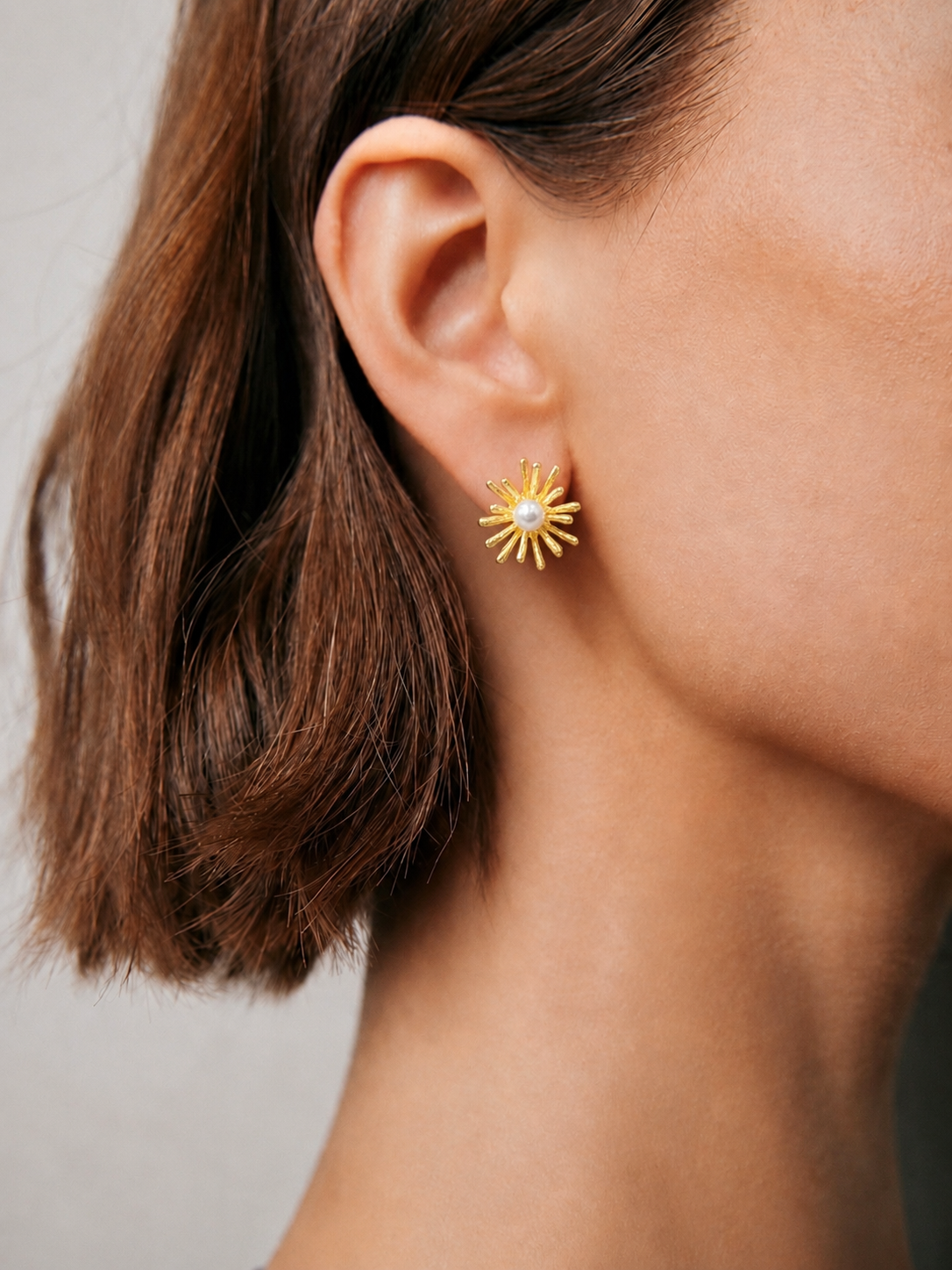 Pearl Sunburst Stud Earrings
