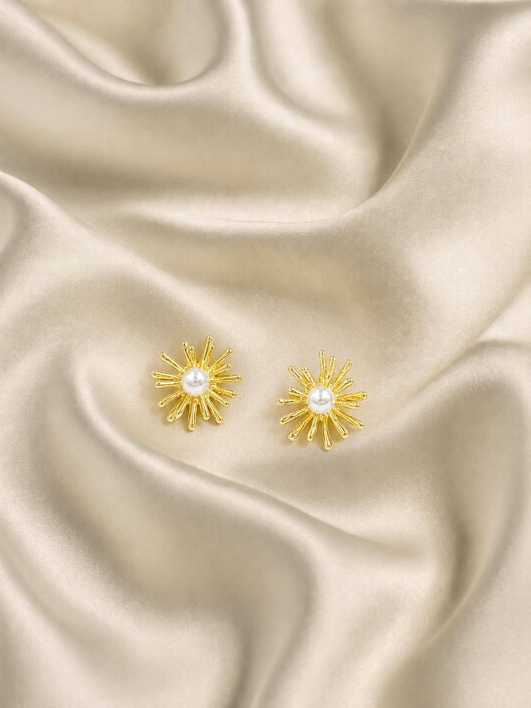 Pearl Sunburst Stud Earrings