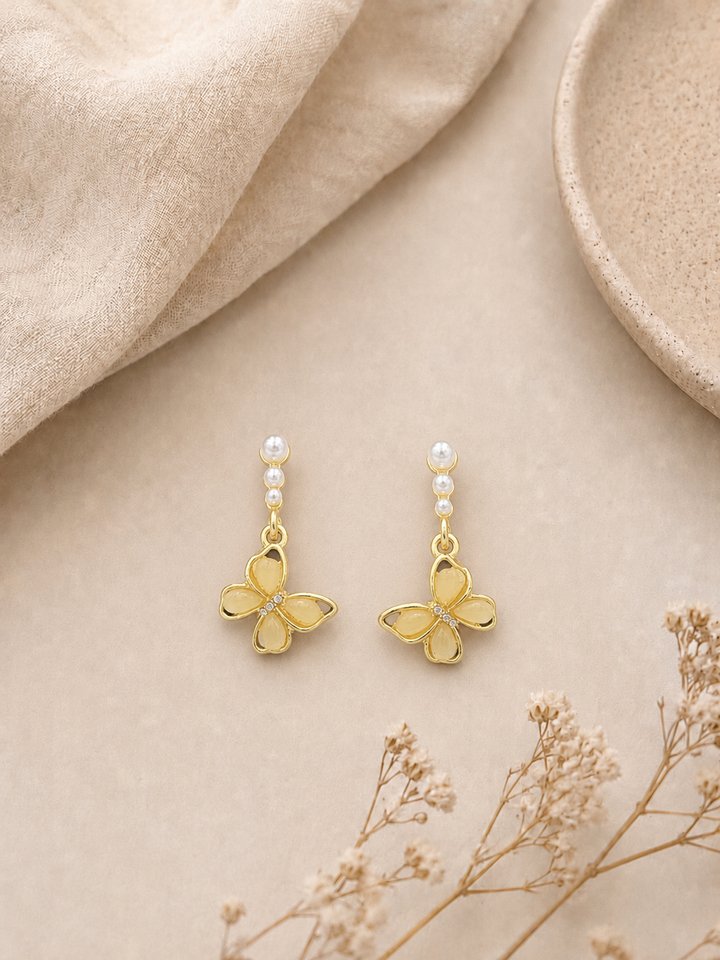 Pearl Butterfly Drop Earrings
