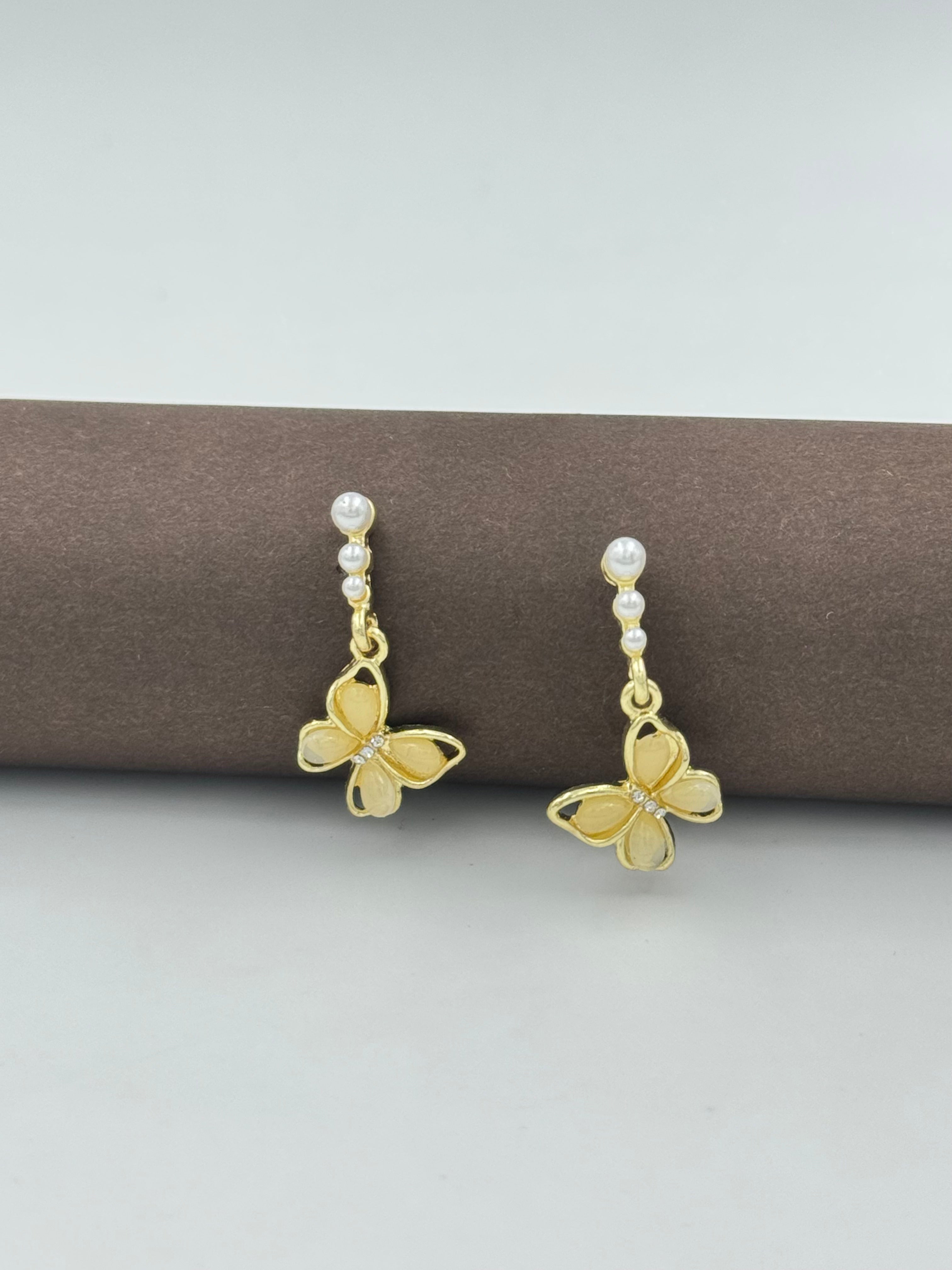 Pearl Butterfly Drop Earrings