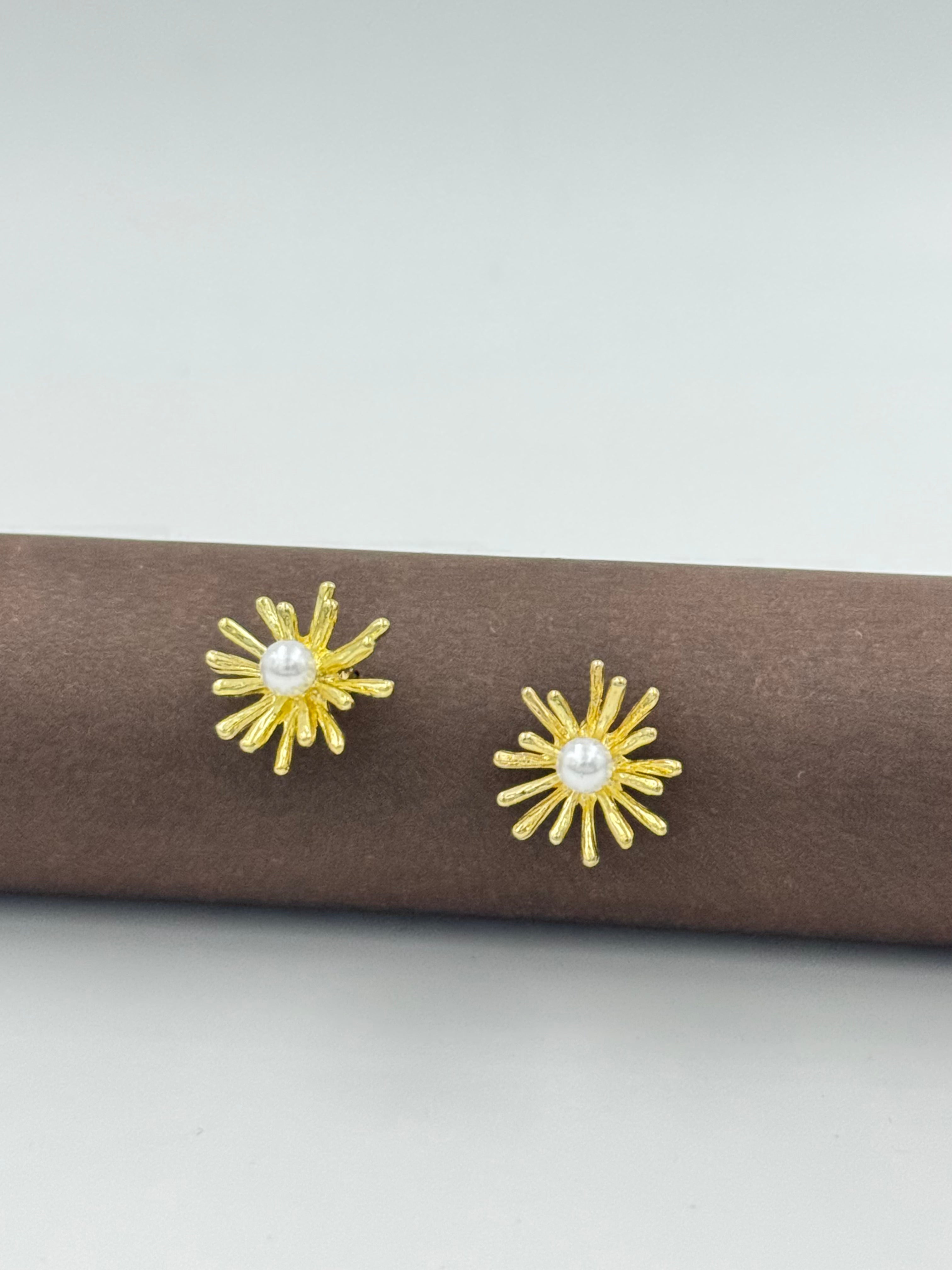 Pearl Sunburst Stud Earrings