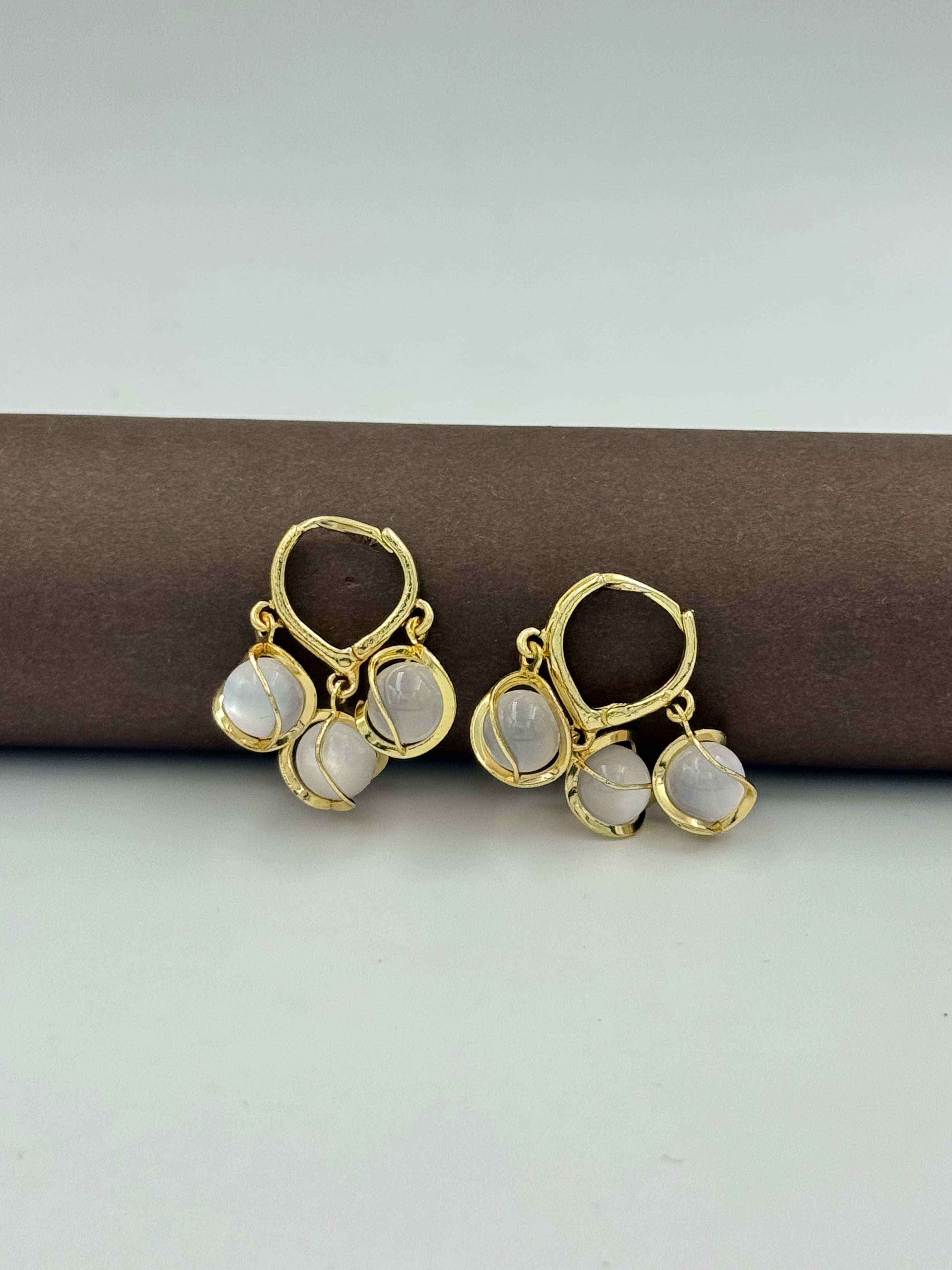 Moonstone Charm Hoops