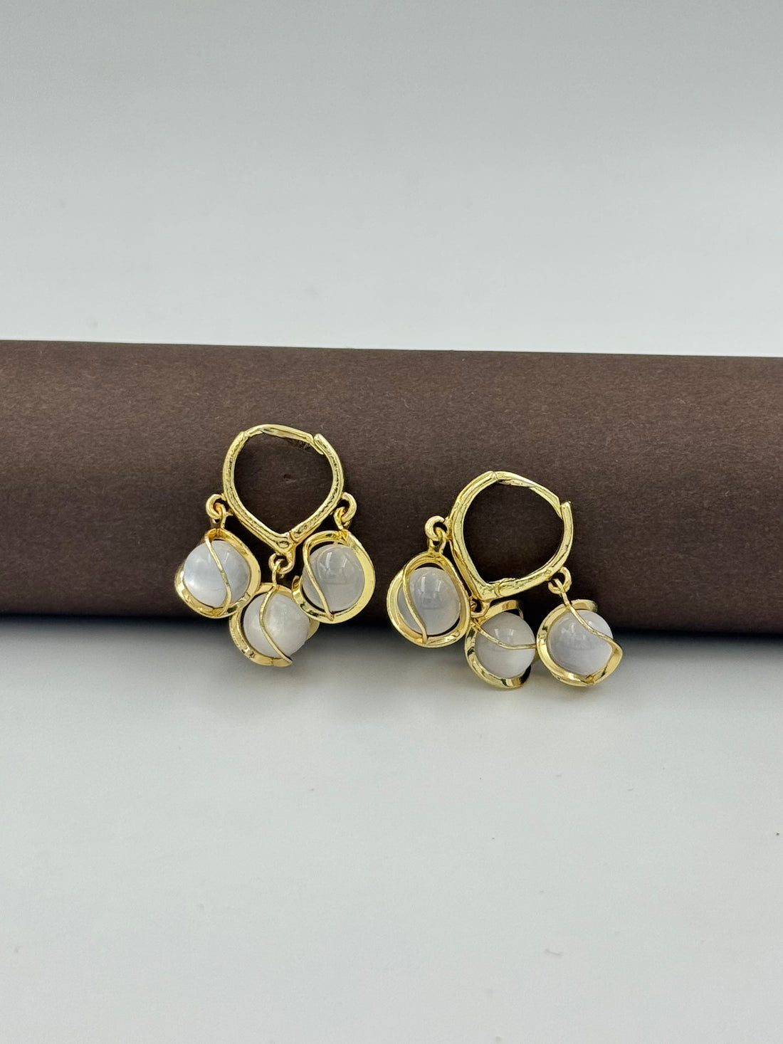 Moonstone Charm Hoops