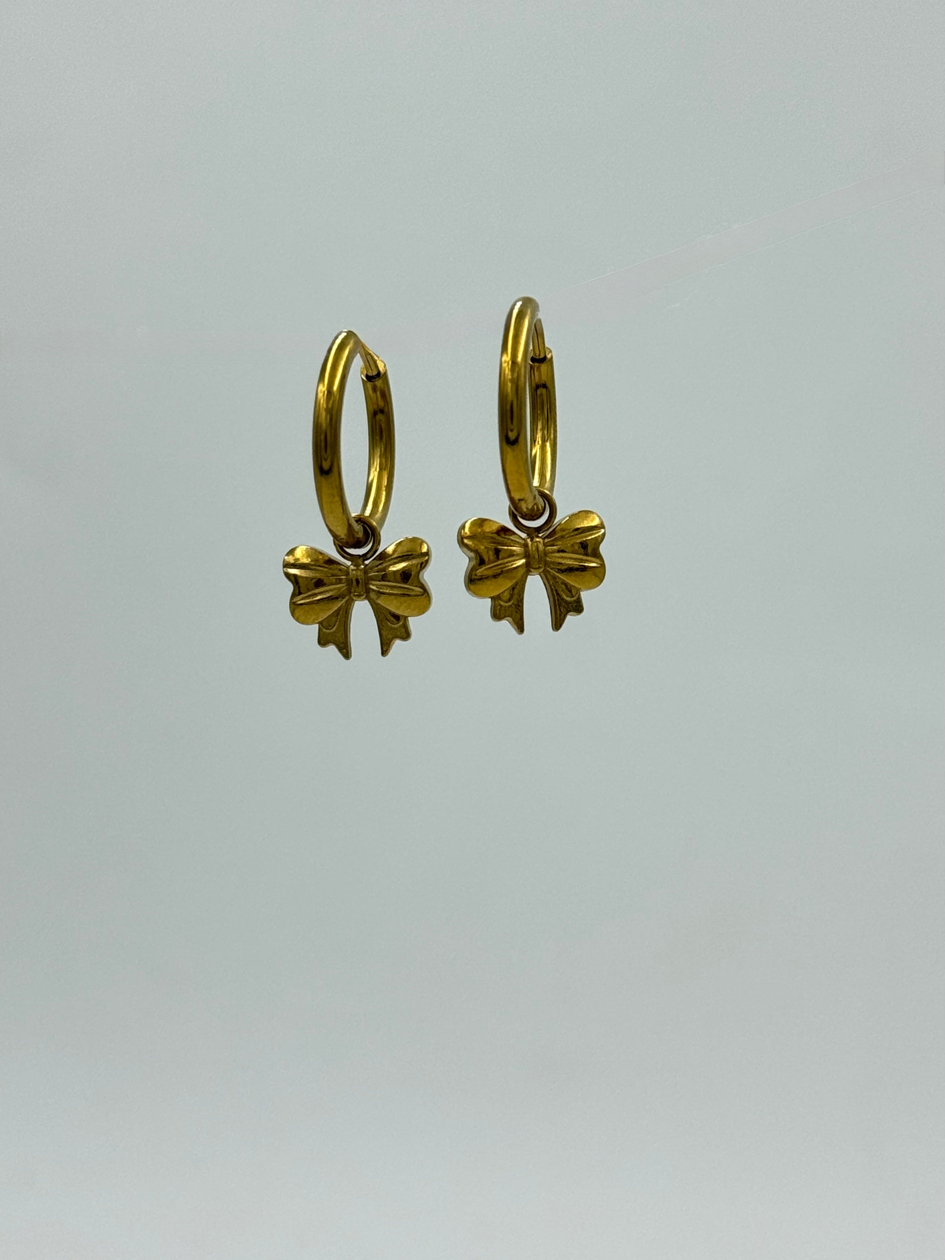 Bow Charm Hoops