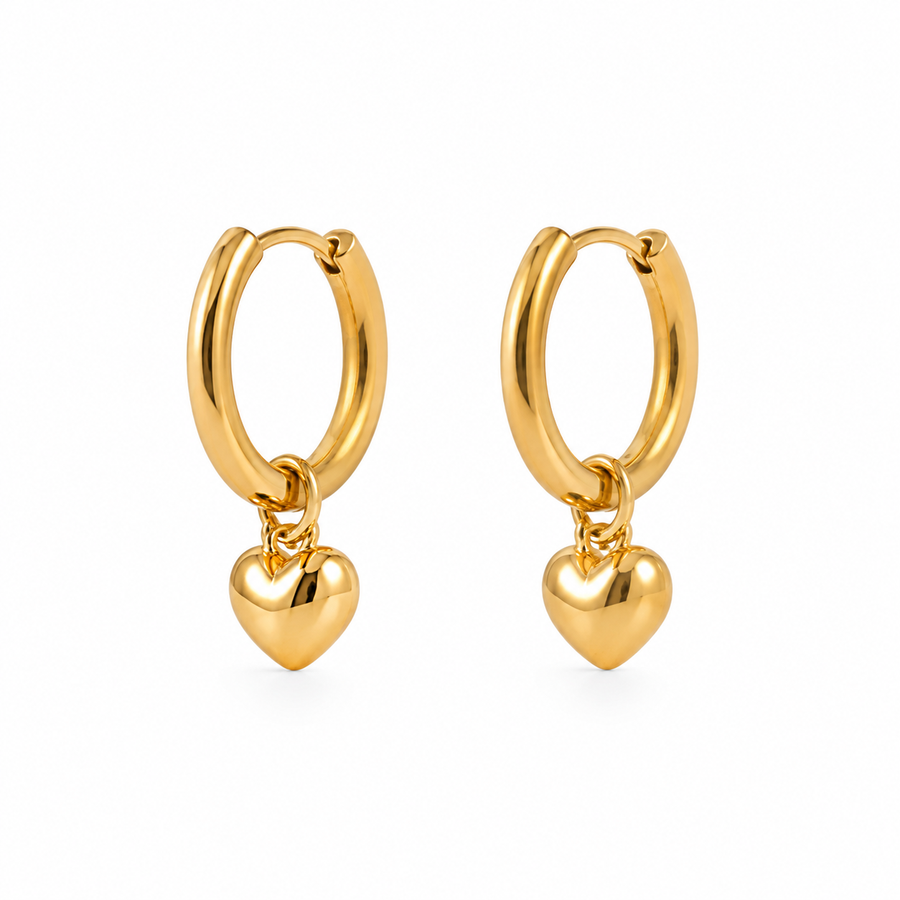 Small Heart Hoop Earrings