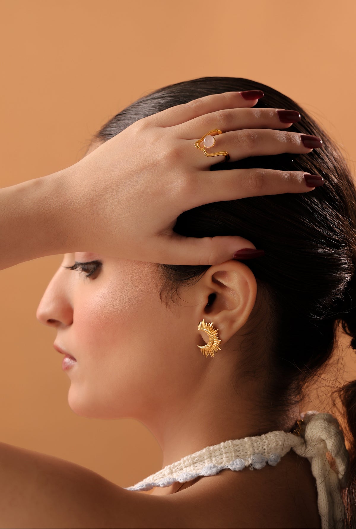 Crescent Sun Earrings by Alankrit