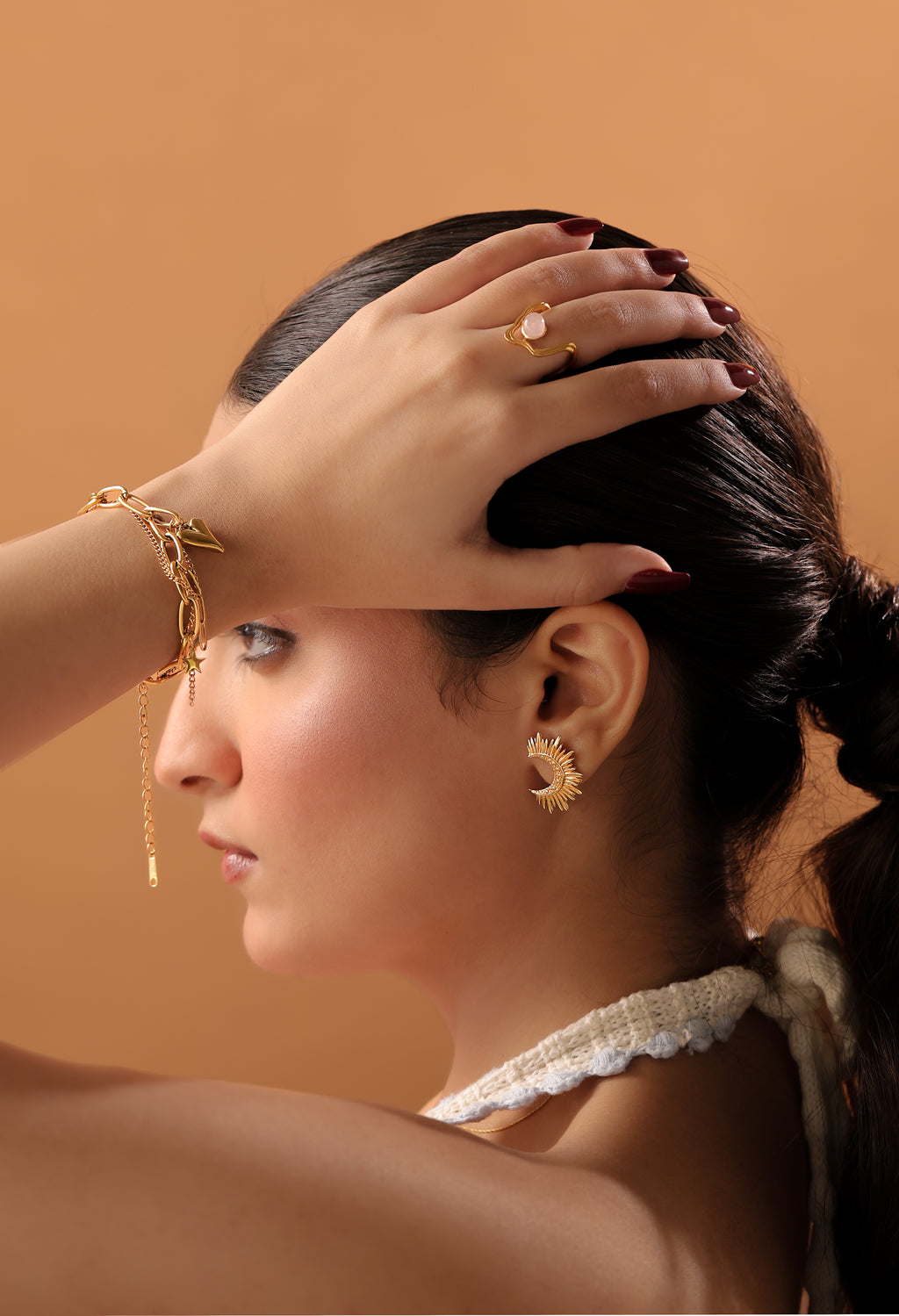 Crescent Sun Earrings by Alankrit