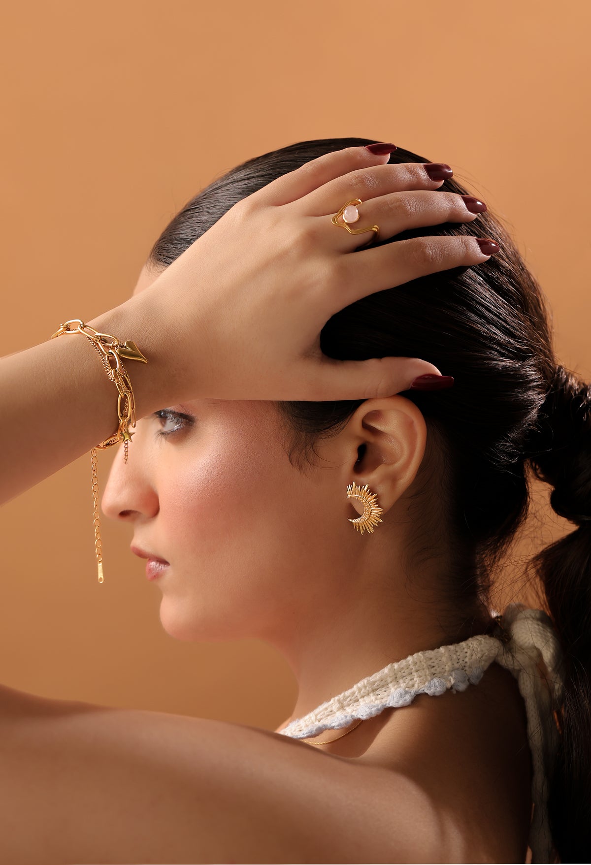Crescent Sun Earrings by Alankrit