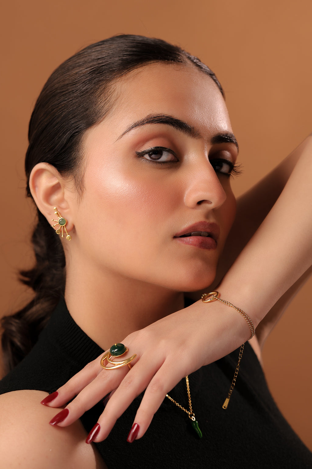 Green Ray Earrings by Alankrit