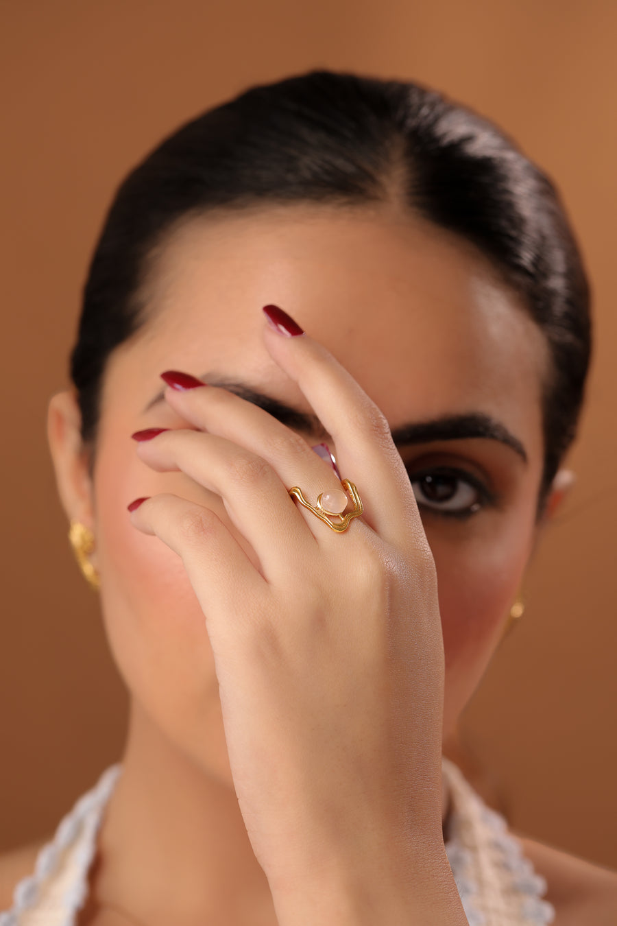 Pink Wave Stone Ring